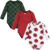 image:imageHudson Baby babyboys Cotton Longsleeve Bodysuits 3packPoinsettia