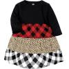 image:imageHudson Baby Girls Cotton DressesBuffalo Plaid Leopard Black