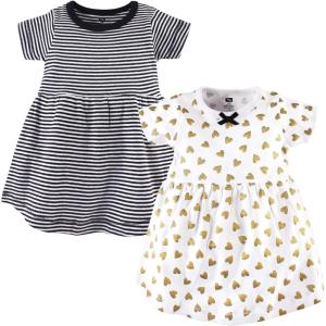 image:imageHudson Baby Girls Cotton DressesBlack Gold Heart