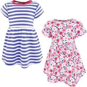image:imageHudson Baby Girls Cotton DressesBlue Pink Flowers