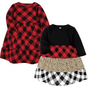 image:imageHudson Baby Girls Cotton DressesBuffalo Plaid Leopard Black