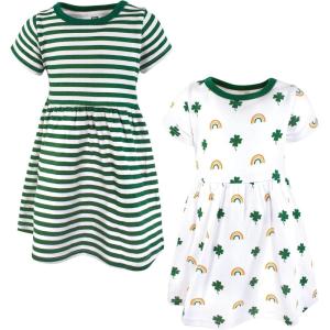image:imageHudson Baby Girls Cotton DressesClover Rainbow