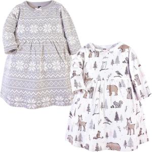 image:imageHudson Baby Girls Cotton DressesGray Winter Forest