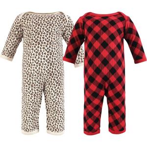 image:imageHudson Baby Unisex Baby Thermal Coveralls 2pkBuffalo Plaid Leopard