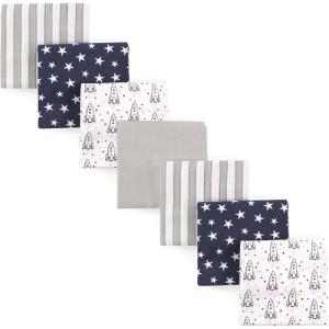 image:imageHudson Baby Unisex Baby Cotton Flannel Receiving Blankets Bundle Strawberries One SizeRocket Ship