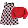image:imageHudson Baby Girls Quilted Cardigan and DressBlack Red Plaid