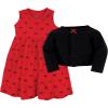 image:imageHudson Baby Girls Quilted Cardigan and DressRed Black Bows
