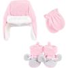 image:imageHudson Baby Baby Hudson Baby Unisex Baby Trapper Hat Mitten and Bootie SetPink Gray Elephant
