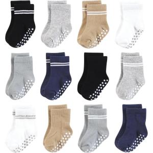 image:imageHudson Baby Baby 8pack Cotton Rich Newborn and Terry SocksAthletic Stripe Neutral