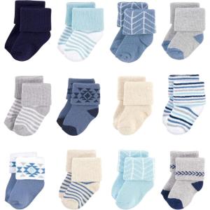 image:imageHudson Baby Baby 8pack Cotton Rich Newborn and Terry SocksBlue Gray Aztec