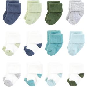 image:imageHudson Baby Baby 8pack Cotton Rich Newborn and Terry SocksBlue Green Heel Toe