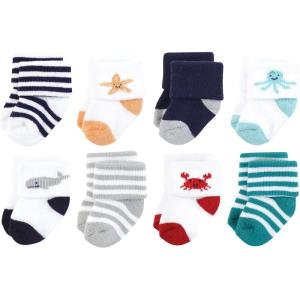 image:imageHudson Baby Baby 8pack Cotton Rich Newborn and Terry SocksSea Characters