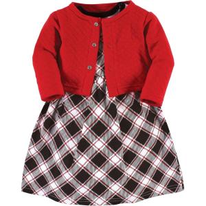image:imageHudson Baby Girls Quilted Cardigan and DressBlack Red Plaid