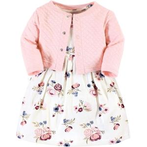 image:imageHudson Baby Girls Quilted Cardigan and DressDusty Rose Floral
