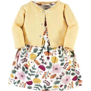 image:imageHudson Baby Girls Quilted Cardigan and DressFall Botanical