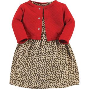 image:imageHudson Baby Girls Quilted Cardigan and DressLeopard Red