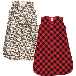 image:imageHudson Baby Infant Girl Thermal Sleeveless Sleeping Bag 2pkBuffalo Plaid Leopard