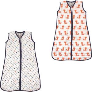 image:imageHudson Baby Safe Sleep Wearable Muslin Sleeping Bag 2 Pack ArrowsFoxes 1218 Months