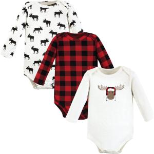 image:imageHudson Baby babyboys Cotton Longsleeve Bodysuits 3packWinter Moose