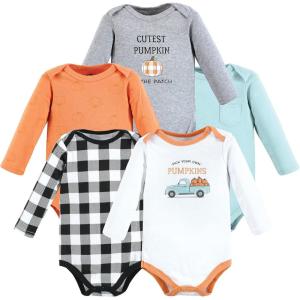 image:imageHudson Baby babyboys Cotton Longsleeve Bodysuits 5packPumpkin Truck