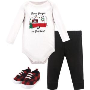 image:imageHudson Baby Unisex Baby Cotton Bodysuit Pant and Shoe SetChristmas Camper
