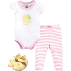 image:imageHudson Baby Unisex Baby Cotton Bodysuit Pant and Shoe SetPink Lemon
