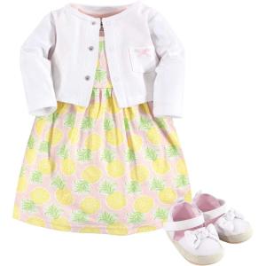 image:imageHudson Baby babygirls Cotton Dress Cardigan and Shoe SetPineapple