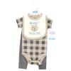 image:imageHudson Baby Unisex Baby Cotton Coverall Bodysuit and Bib Set Gentlemen 03 MonthsSnuggle Bear