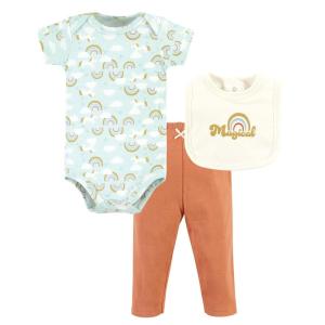 image:imageHudson Baby Unisex Baby Cotton Coverall Bodysuit and Bib Set Gentlemen 03 MonthsMagical Rainbow
