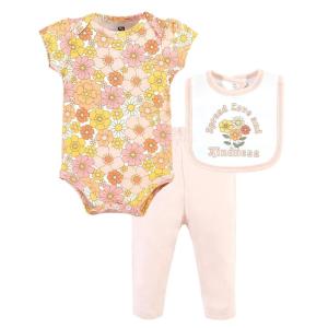 image:imageHudson Baby Unisex Baby Cotton Coverall Bodysuit and Bib Set Gentlemen 03 MonthsPeace Love Flowers