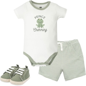 image:imageHudson Baby Unisex Baby Cotton Bodysuit Shorts and Shoe Set