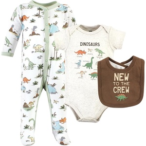 image:imageHudson Baby Unisex Cotton Sleep and Play Bodysuit and Bandana Bib SetDinosaur Adventures