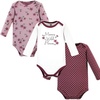 image:imageHudson Baby Basics Infant Girls Essential Long Sleeve Bodysuits 3PackWild Berry Bloom