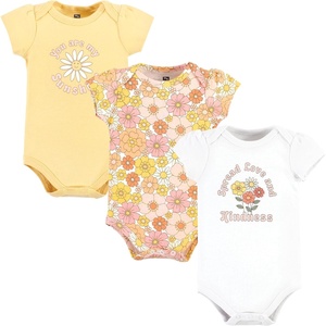 image:imageHudson Baby Baby Girls 3pc Cotton BodysuitsPeace Love Flowers