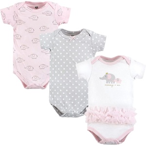 image:imageHudson Baby Baby Girls 3pc Cotton BodysuitsPink Gray Elephant
