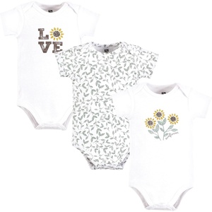 image:imageHudson Baby Baby Girls 3pc Cotton BodysuitsSunflower Love