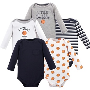 image:imageHudson Baby Basics Infant Boys Cozy Long Sleeve Bodysuits 5PackSlam Dunk