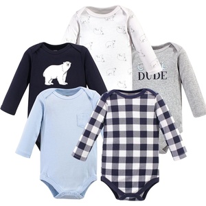 image:imageHudson Baby Basics Infant Boys Cozy Long Sleeve Bodysuits 5PackWinter Cub