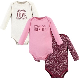 image:imageHudson Baby Basics Infant Girls Essential Long Sleeve Bodysuits 3PackPetal Pink Love