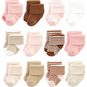 image:imageHudson Baby Basics Unisex Baby Cozy Terry Baby Sock 12PackBlush Sands Stripes