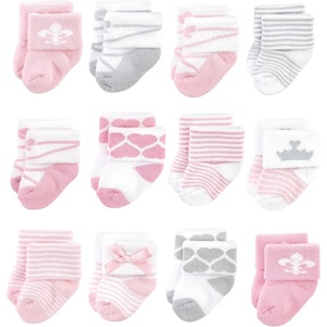 image:imageHudson Baby Basics Unisex Baby Cozy Terry Baby Sock 12PackBlushing Royalty