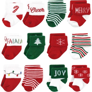 image:imageHudson Baby Basics Unisex Baby Cozy Terry Baby Sock 12PackChristmas Cheer