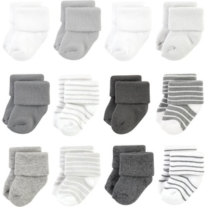 image:imageHudson Baby Basics Unisex Baby Cozy Terry Baby Sock 12PackCloudy Stripes