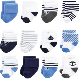 image:imageHudson Baby Basics Unisex Baby Cozy Terry Baby Sock 12PackCoastal Cruise