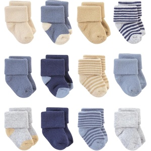 image:imageHudson Baby Basics Unisex Baby Cozy Terry Baby Sock 12PackCoastal Stripes