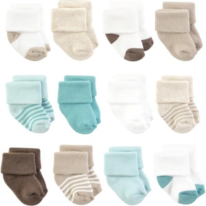 image:imageHudson Baby Basics Unisex Baby Cozy Terry Baby Sock 12PackForest  Earth Stripes