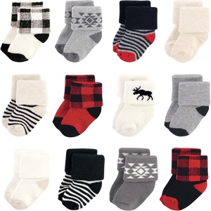 image:imageHudson Baby Basics Unisex Baby Cozy Terry Baby Sock 12PackLumberjack Moose