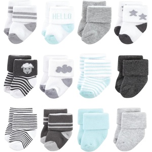 image:imageHudson Baby Basics Unisex Baby Cozy Terry Baby Sock 12PackPastel Sheep