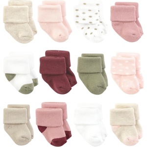 image:imageHudson Baby Basics Unisex Baby Cozy Terry Baby Sock 12PackPetal Speckle