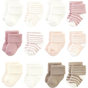 image:imageHudson Baby Basics Unisex Baby Cozy Terry Baby Sock 12PackRose Ribbon